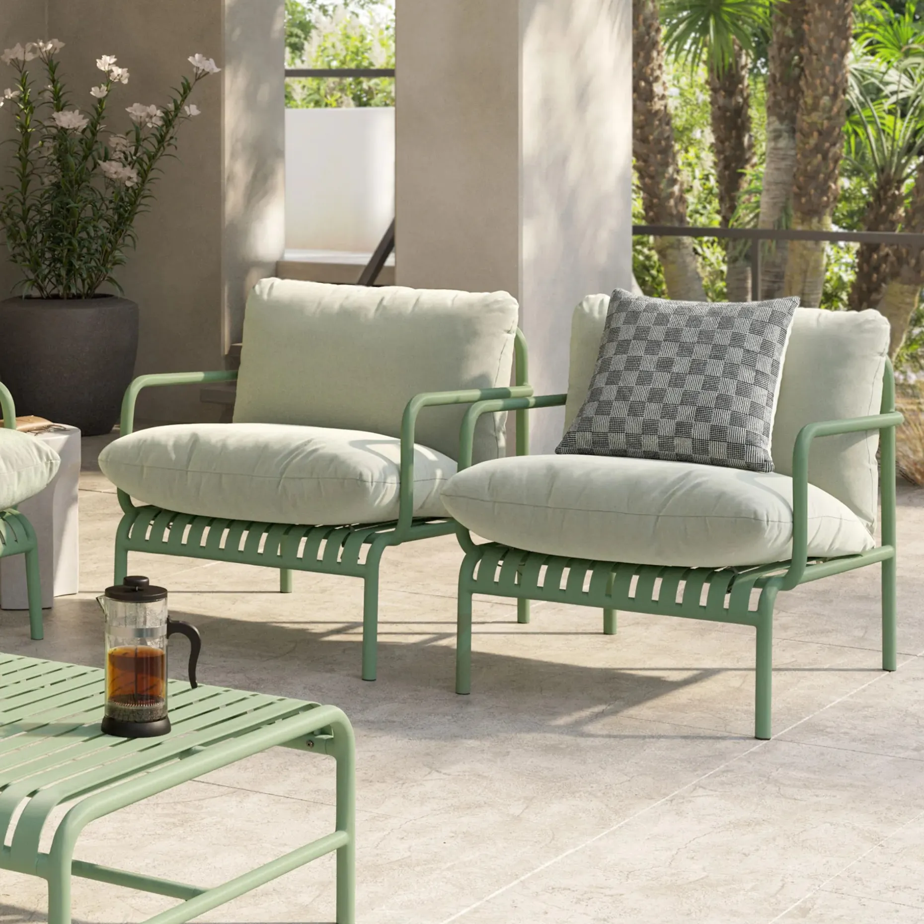Sarek 31.5" Outdoor Lounge Chair Set - Sunbrella® Mint
