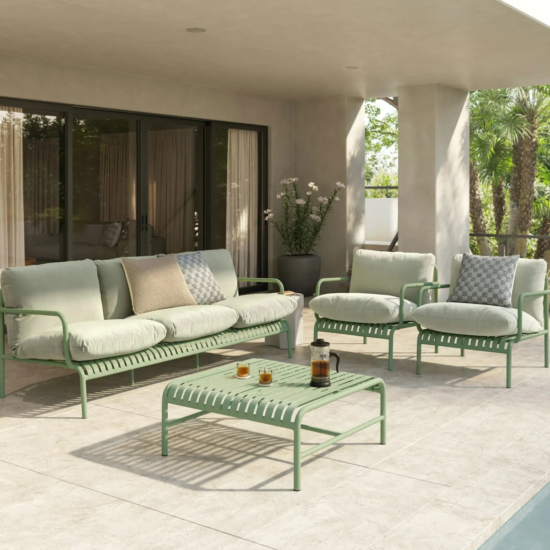 Sarek 31.5" Outdoor Lounge Chair Set - Sunbrella® Mint