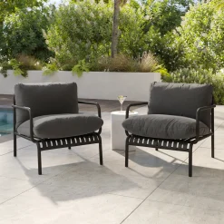 Sarek 31.5" Outdoor Lounge Chair Set - Sunbrella® Onyx