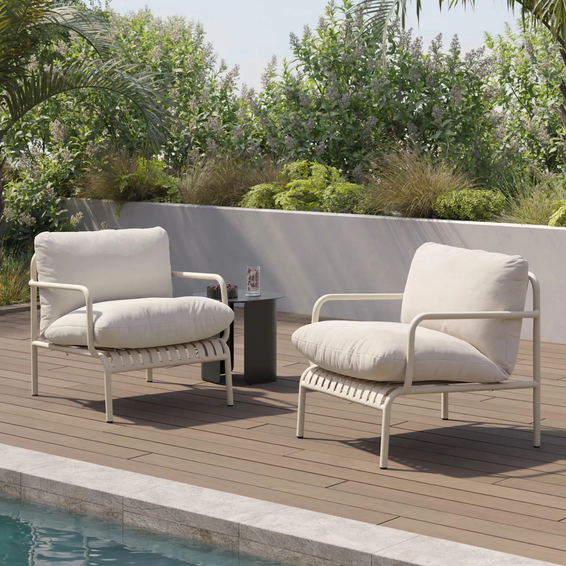 Sarek 31.5" Outdoor Lounge Chair Set - Sunbrella® Linen