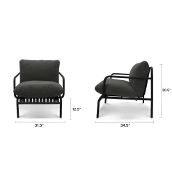 Sarek 31.5" Outdoor Lounge Chair - Sunbrella® Onyx