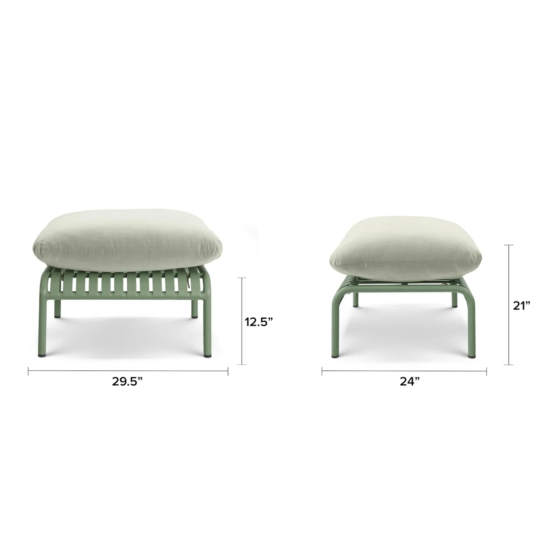 Sarek 59" Outdoor Loveseat and Ottoman Set - Sunbrella® Mint
