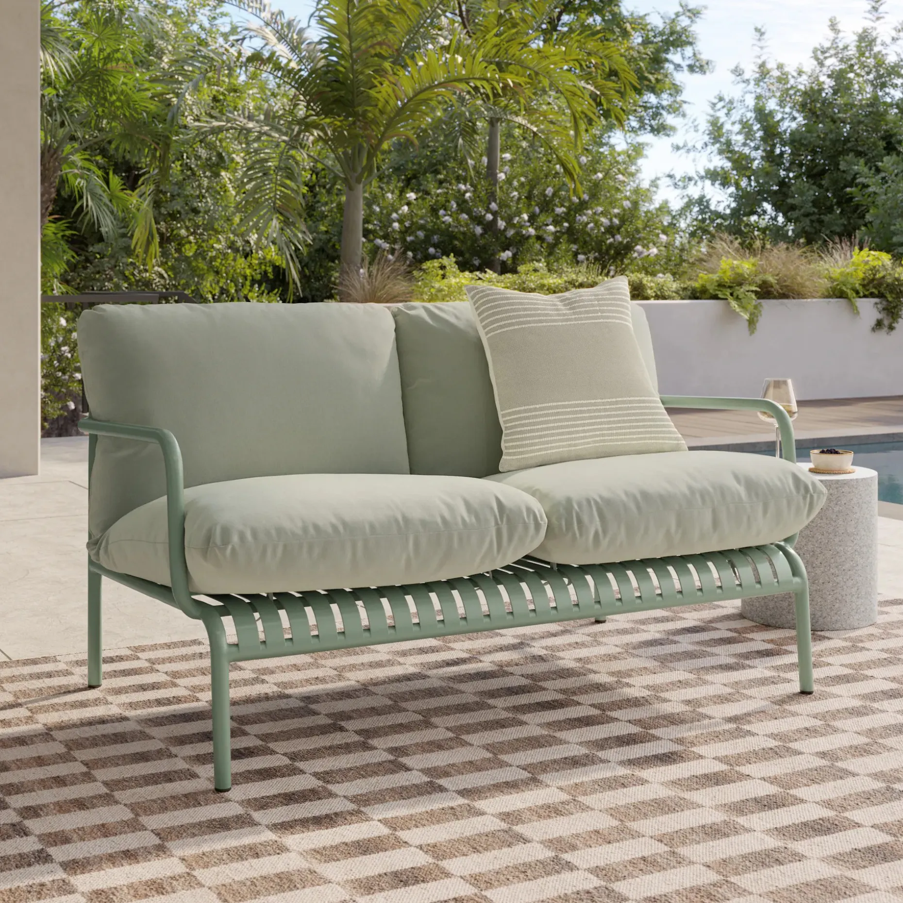 Sarek 59" Outdoor Loveseat - Sunbrella® Mint