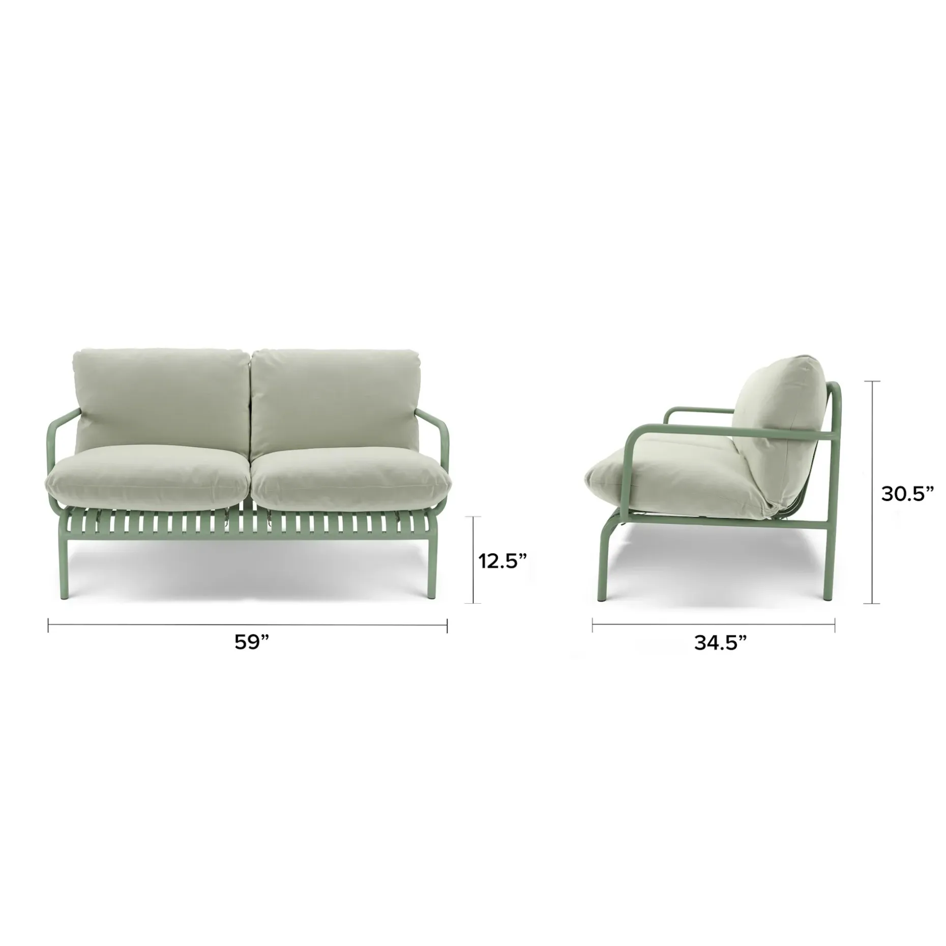 Sarek 59" Outdoor Loveseat - Sunbrella® Mint