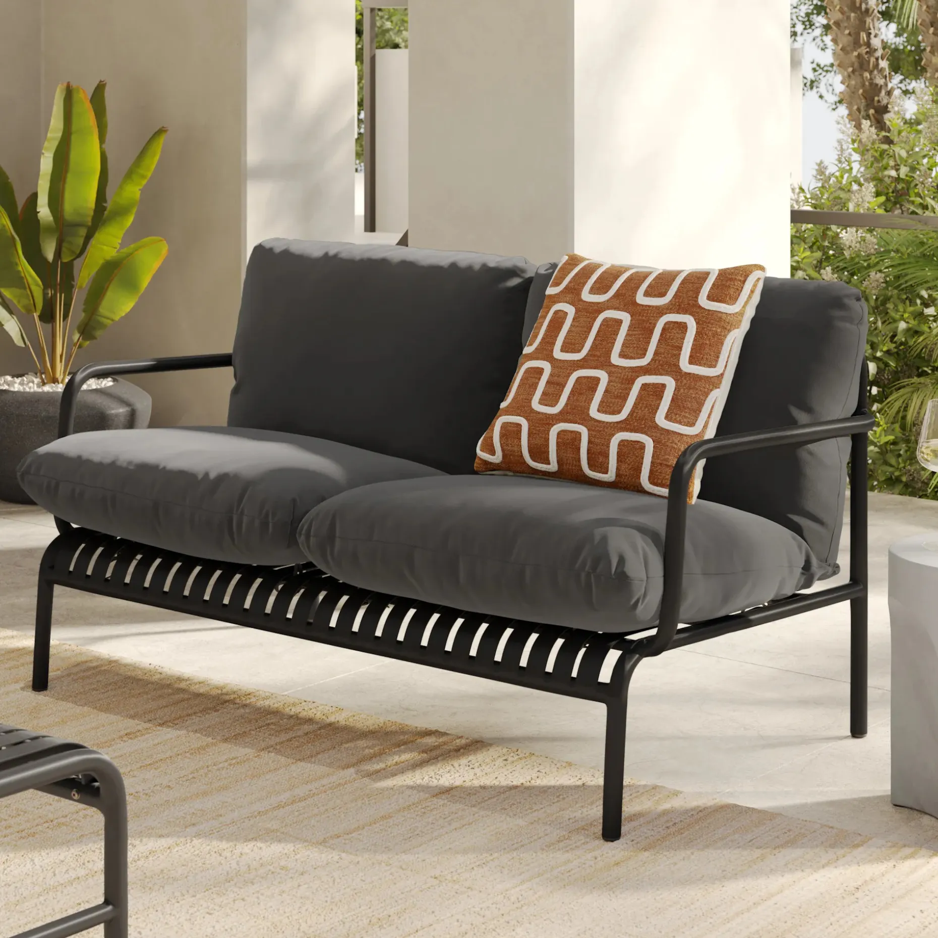 Sarek 59" Outdoor Loveseat - Sunbrella® Onyx