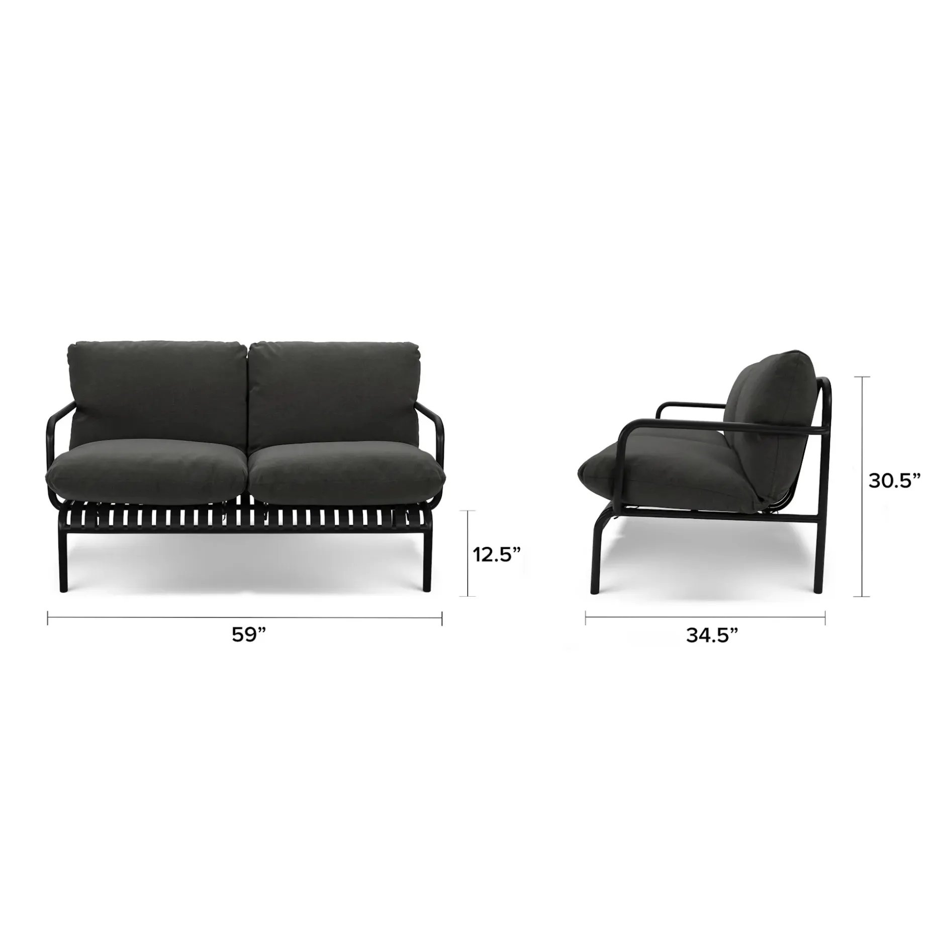 Sarek 59" Outdoor Loveseat - Sunbrella® Onyx