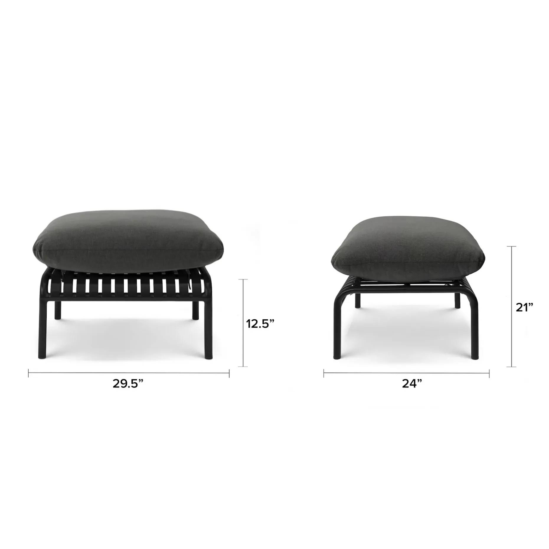 Sarek 29.5" Outdoor Ottoman - Sunbrella® Onyx