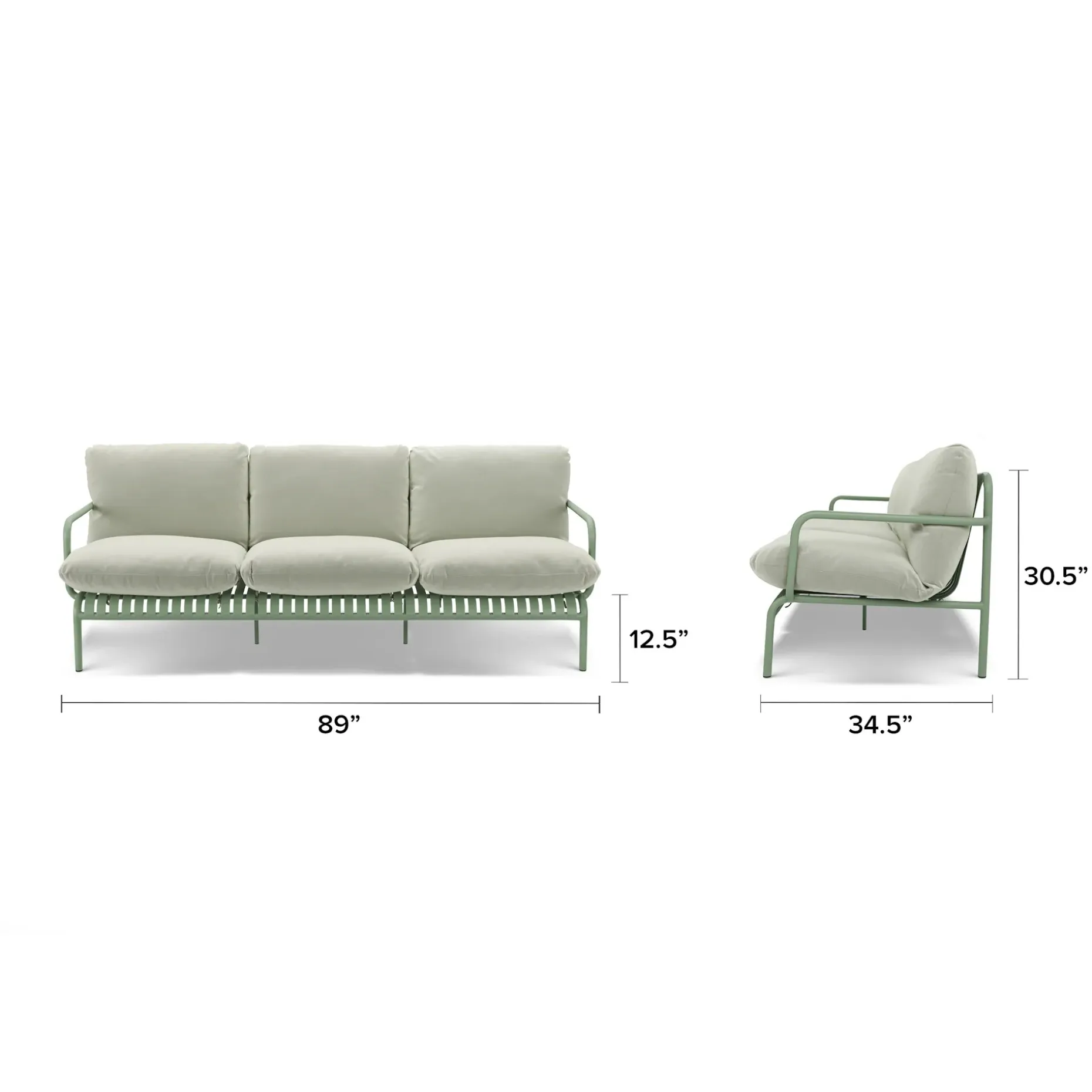 Sarek 89" Outdoor Sofa - Sunbrella® Mint