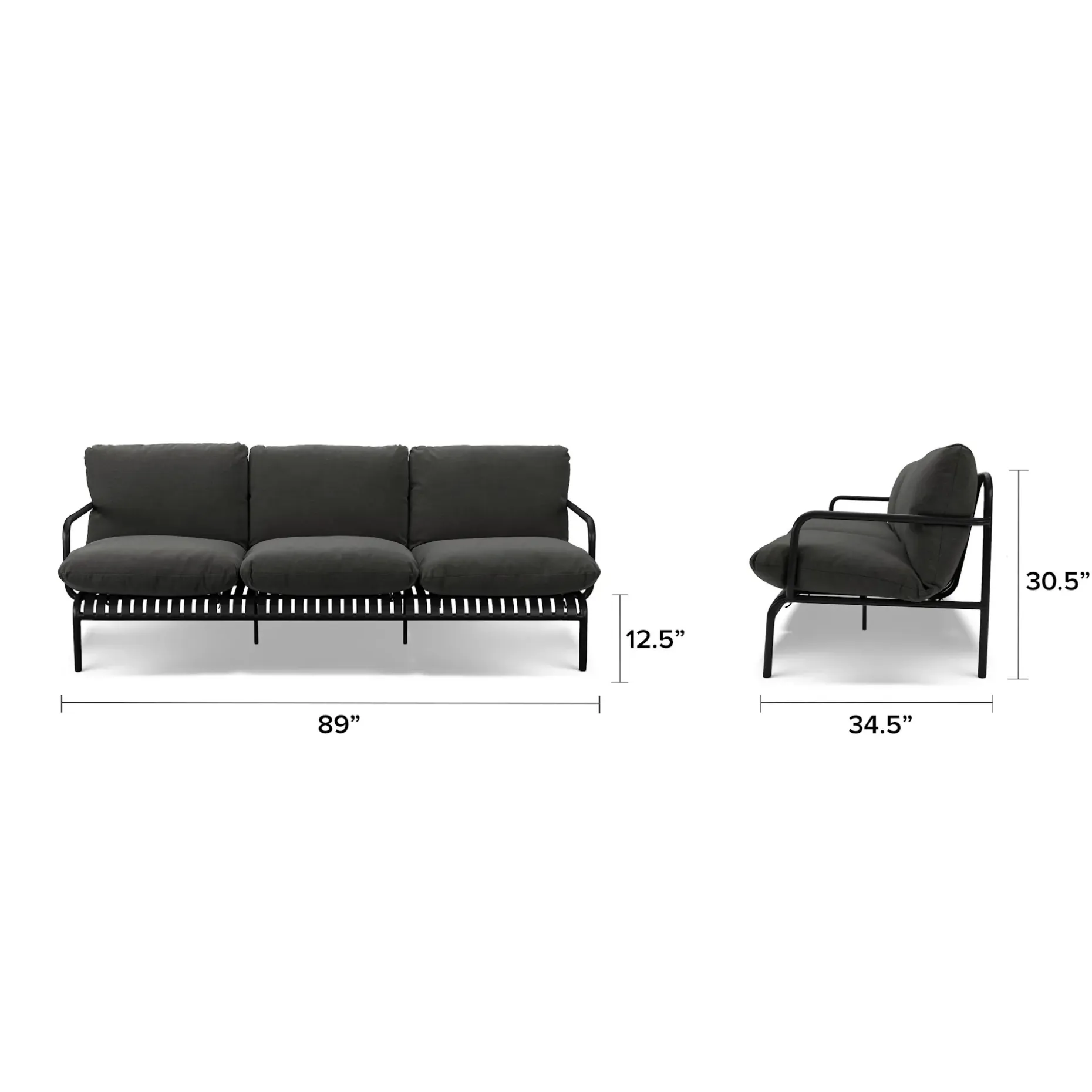 Sarek 89" Outdoor Sofa - Sunbrella® Onyx