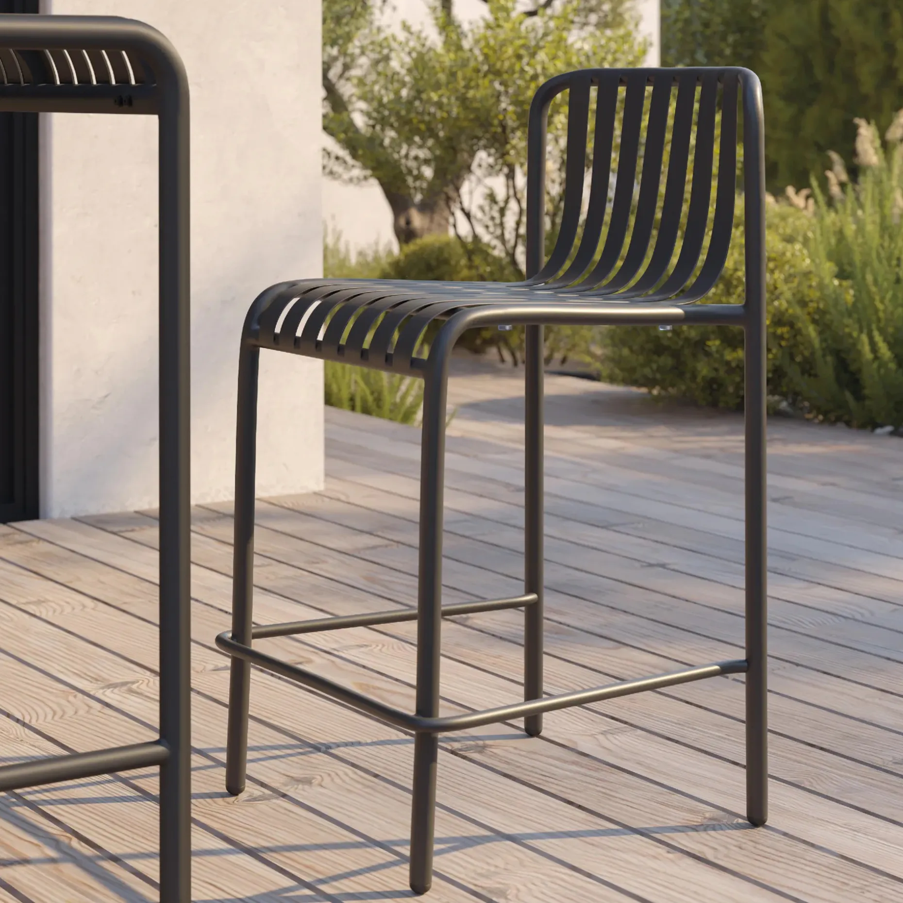 Sarek Outdoor Stackable Counter Stool - Black