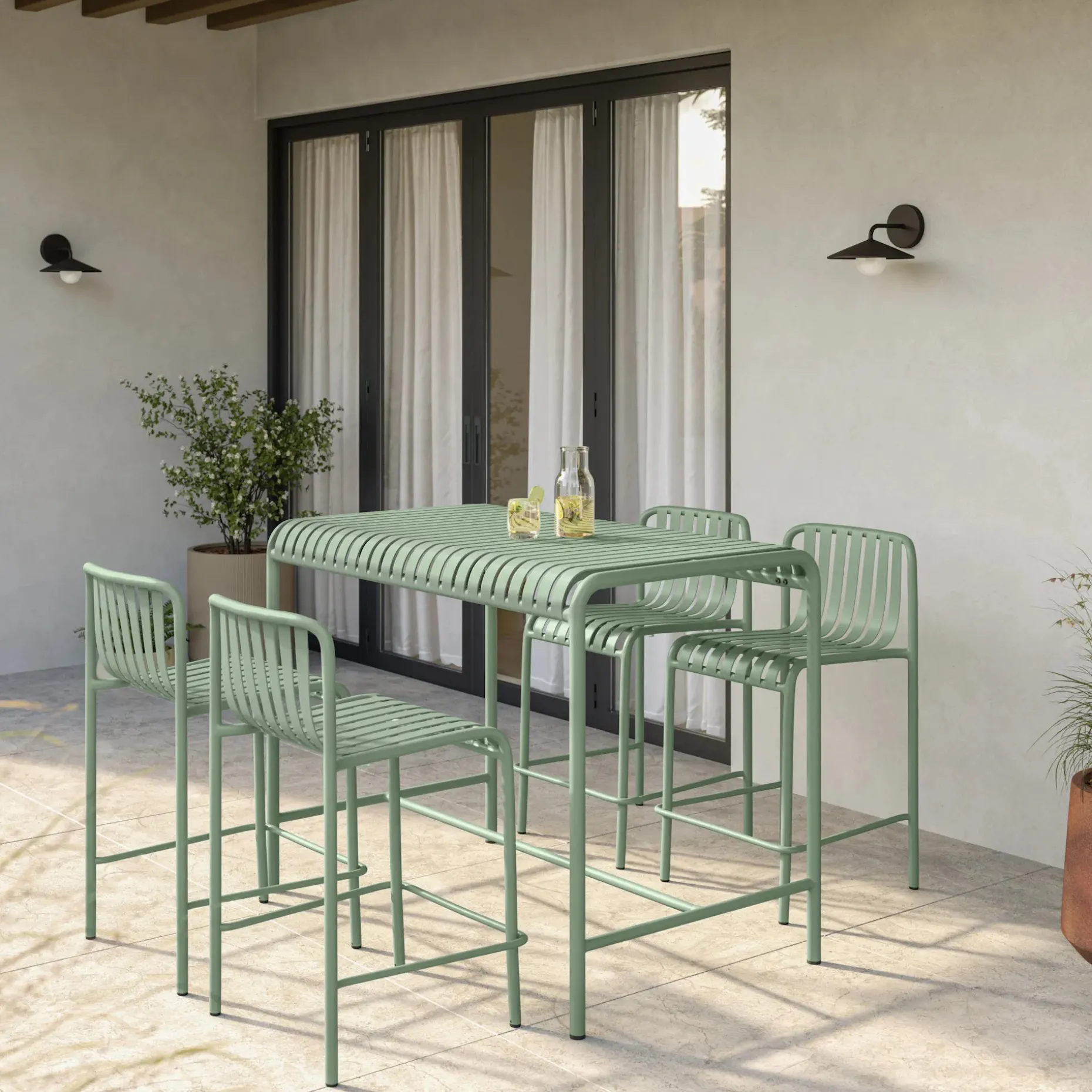 Sarek Outdoor Stackable Counter Stool - Khaki Green