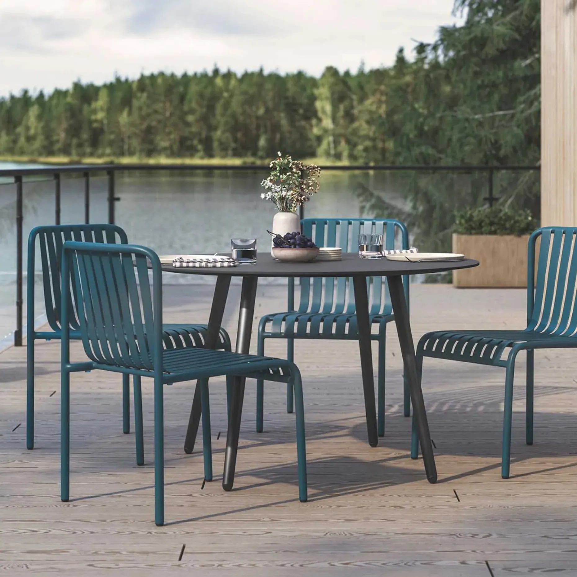 Sarek Outdoor Stackable Dining Chair - Peacock Blue