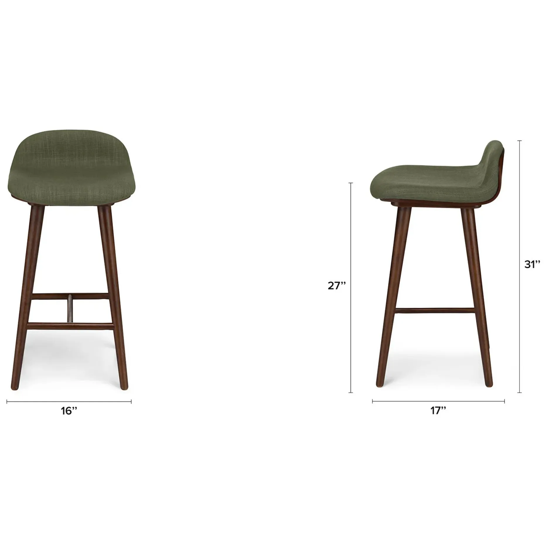 Sede Counter Stool - Walnut and Olio Green