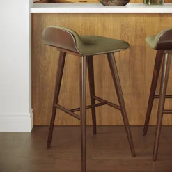 Sede Counter Stool - Walnut and Olio Green