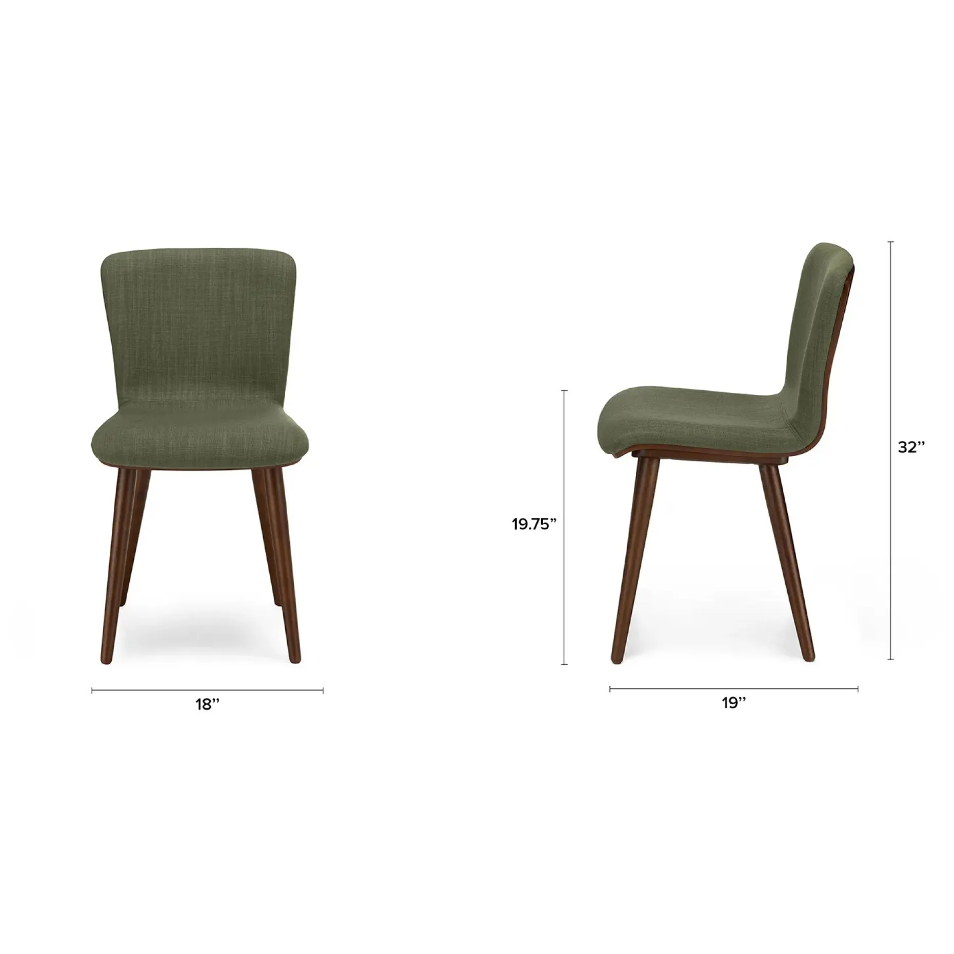 Sede Dining Chair - Walnut and Olio Green