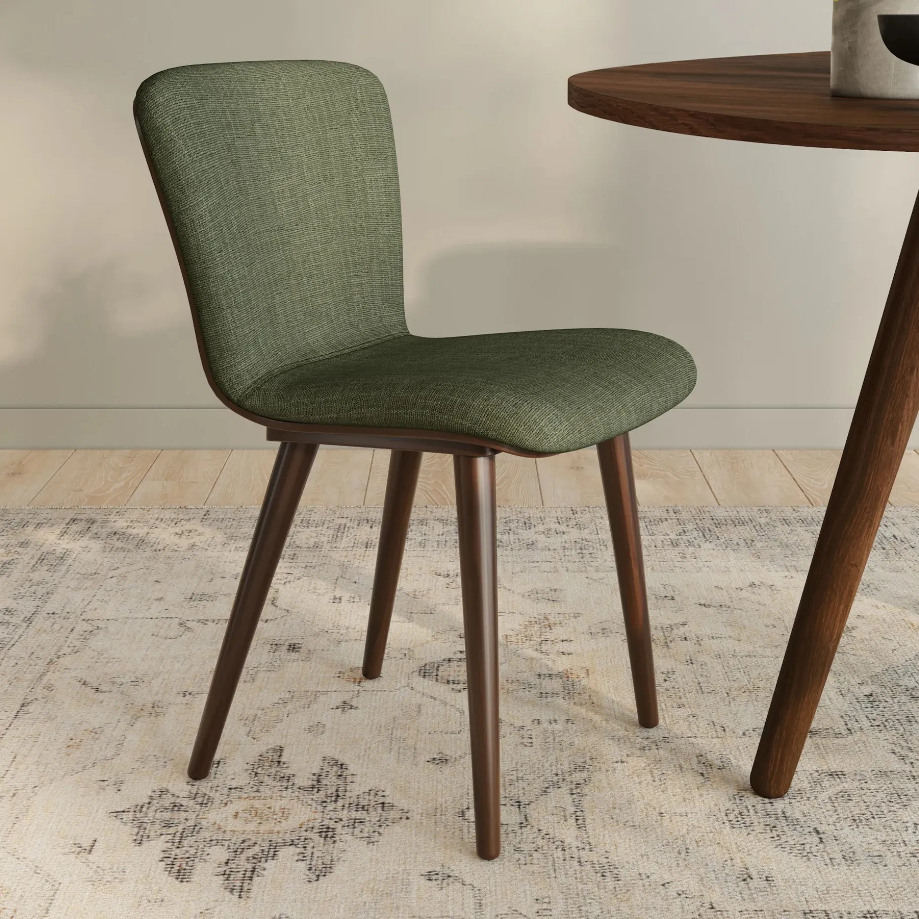 Sede Dining Chair - Walnut and Olio Green