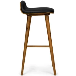 Sede Leather Bar Stool - Walnut and Black
