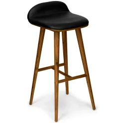 Sede Leather Bar Stool - Walnut and Black