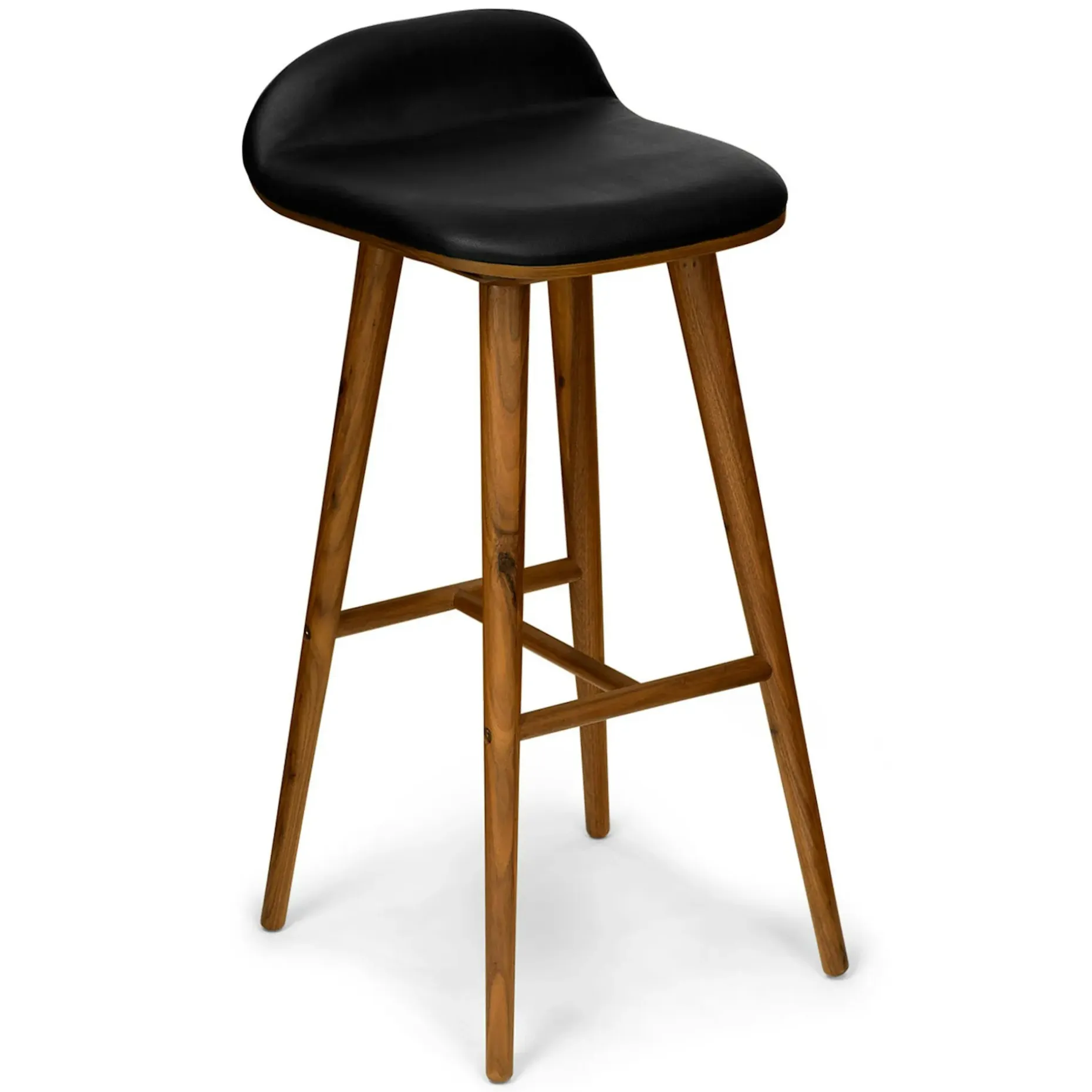 Sede Leather Bar Stool - Walnut and Black