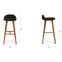 Sede Leather Bar Stool - Walnut and Black