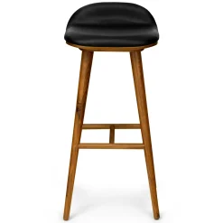 Sede Leather Bar Stool - Walnut and Black