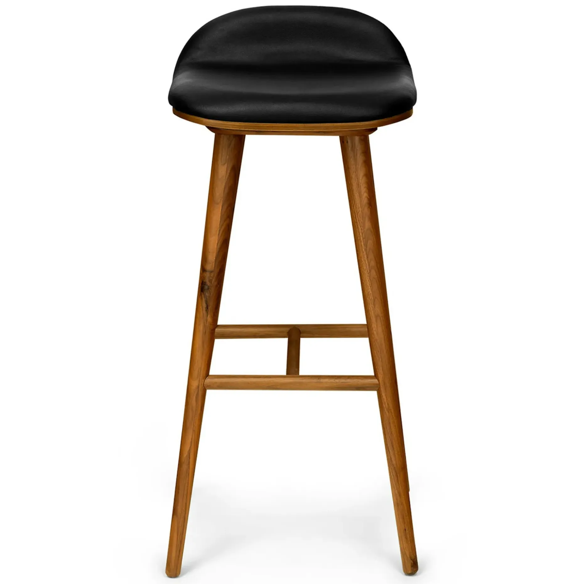 Sede Leather Bar Stool - Walnut and Black