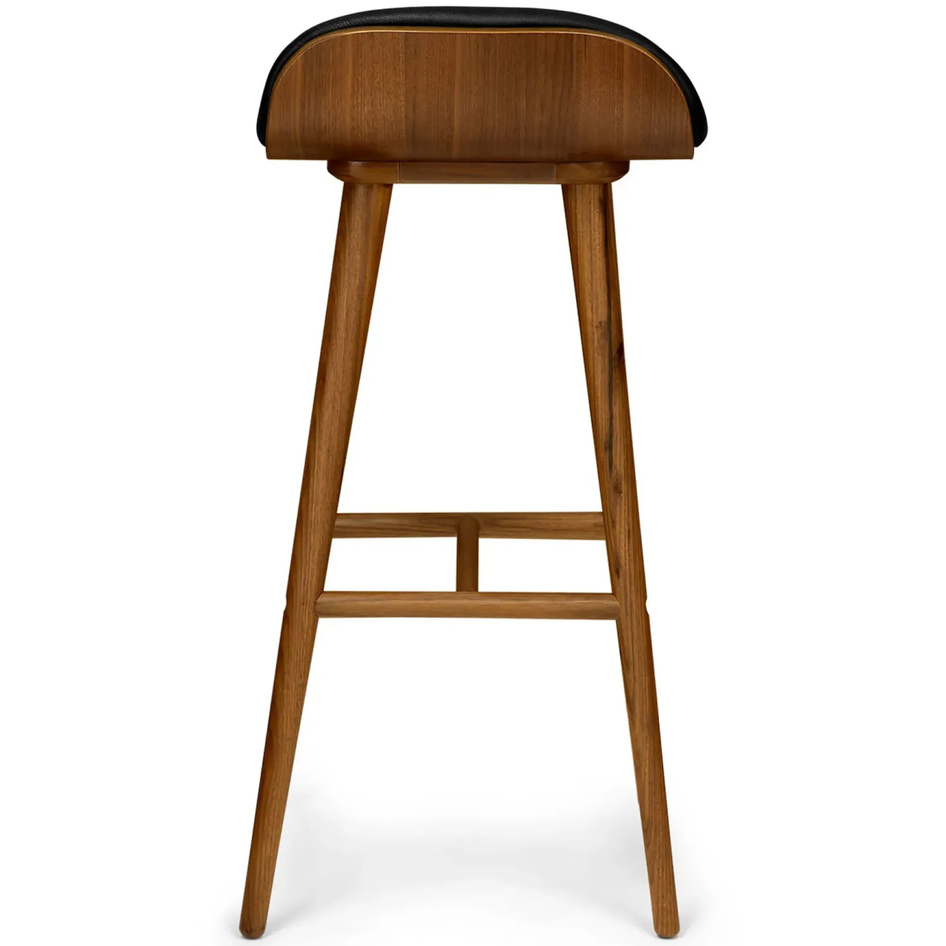 Sede Leather Bar Stool - Walnut and Black