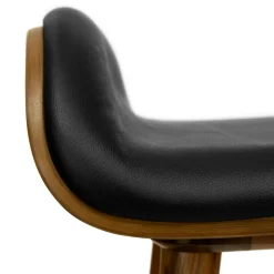 Sede Leather Bar Stool - Walnut and Black