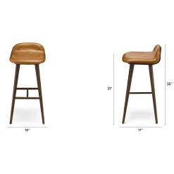 Sede Leather Bar Stool - Walnut and Toscana Tan
