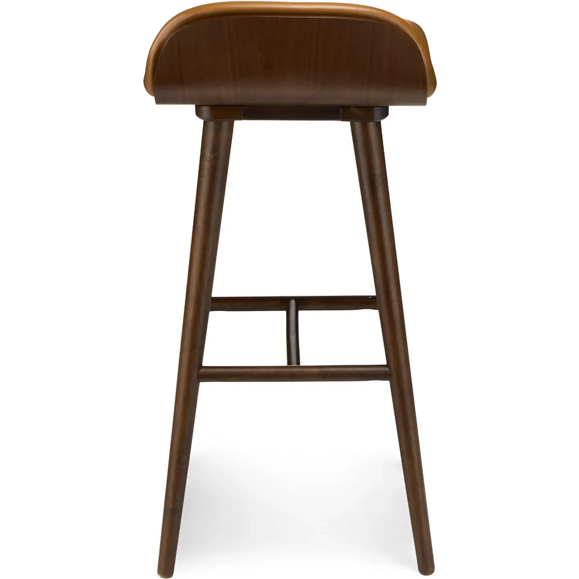 Sede Leather Bar Stool - Walnut and Toscana Tan