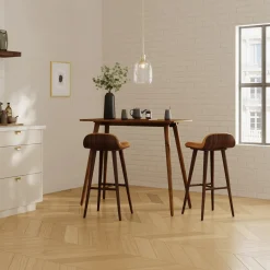 Sede Leather Bar Stool - Walnut and Toscana Tan