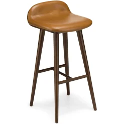 Sede Leather Bar Stool - Walnut and Toscana Tan
