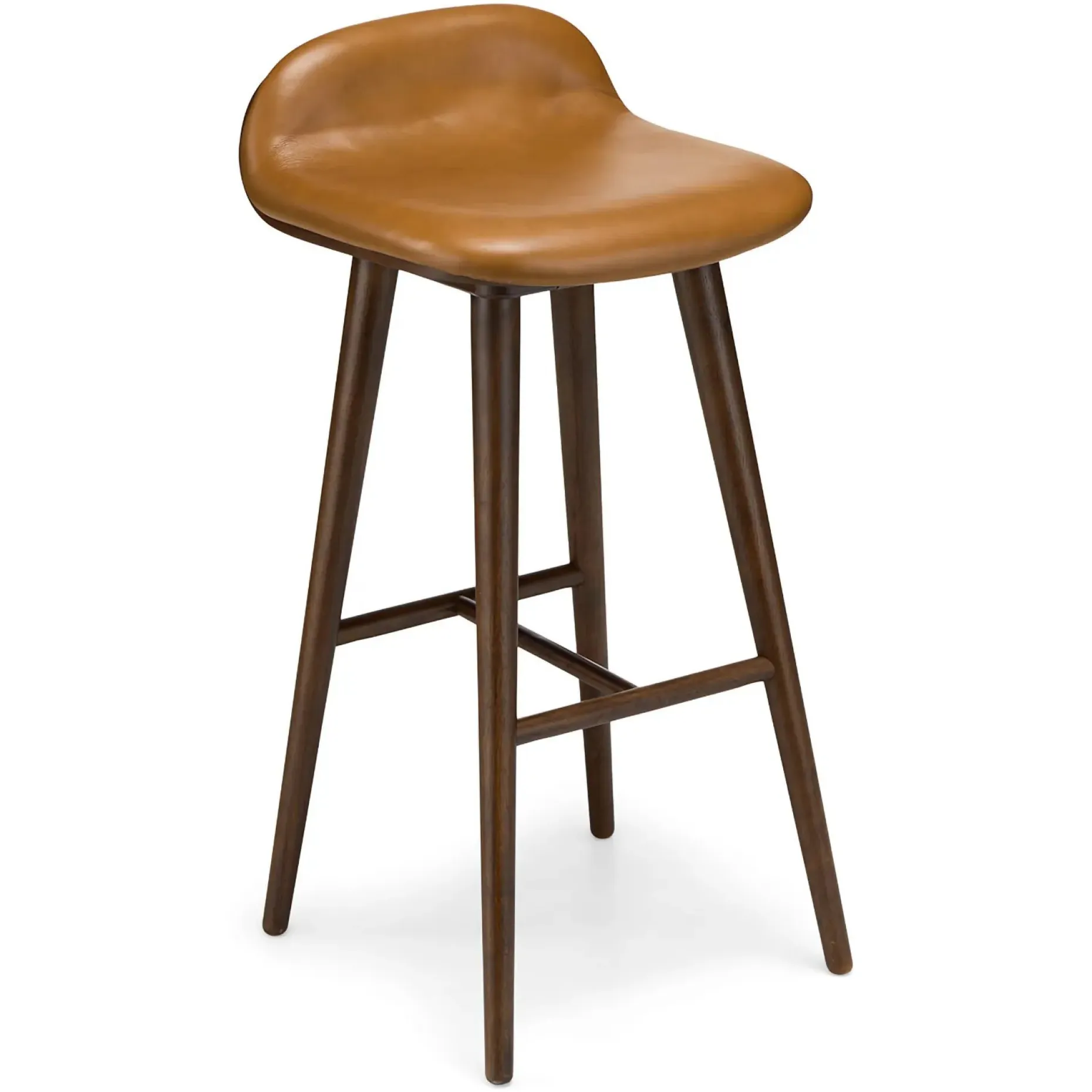 Sede Leather Bar Stool - Walnut and Toscana Tan