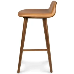 Sede Leather Counter Stool - Walnut and Toscana Tan