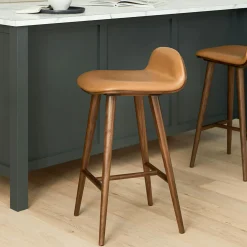Sede Leather Counter Stool - Walnut and Toscana Tan