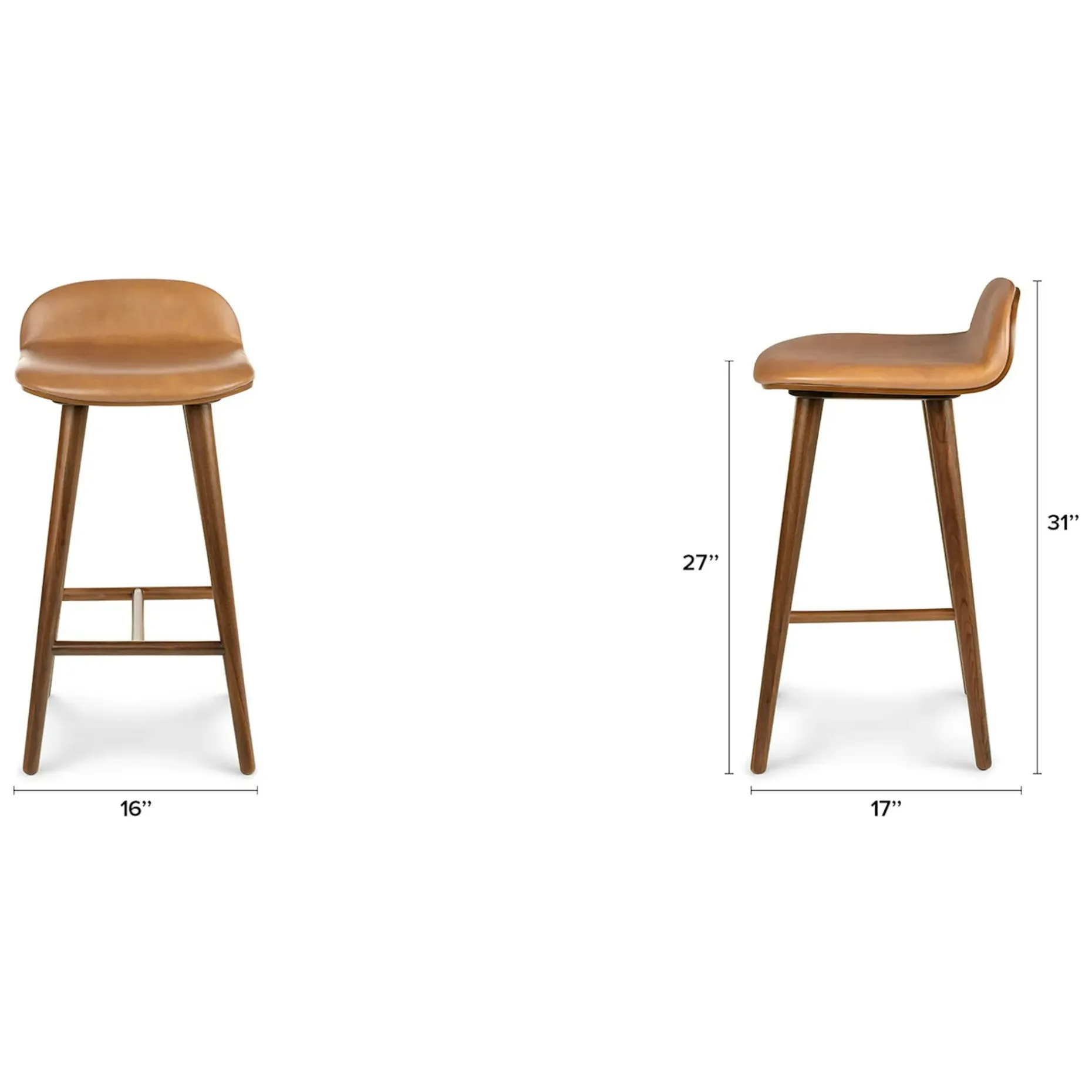 Sede Leather Counter Stool - Walnut and Toscana Tan