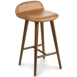 Sede Leather Counter Stool - Walnut and Toscana Tan