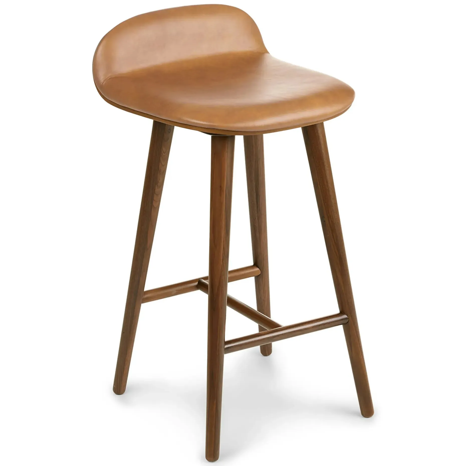 Sede Leather Counter Stool - Walnut and Toscana Tan