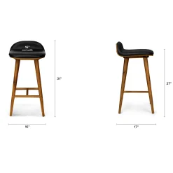 Sede Leather Counter Stool - Walnut and Black