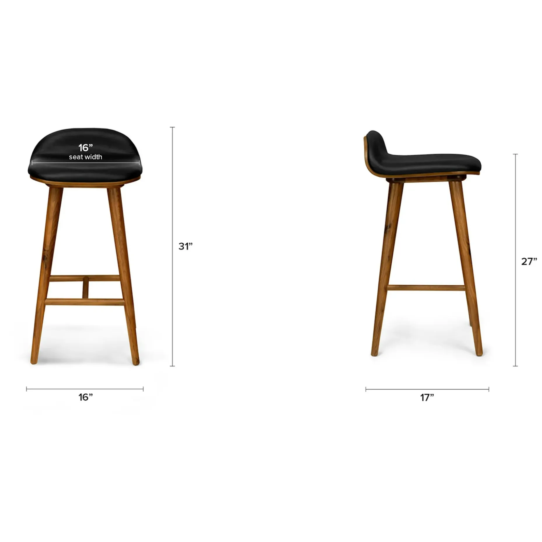 Sede Leather Counter Stool - Walnut and Black