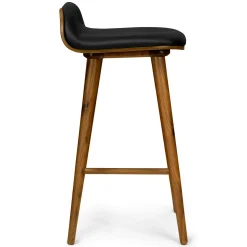 Sede Leather Counter Stool - Walnut and Black