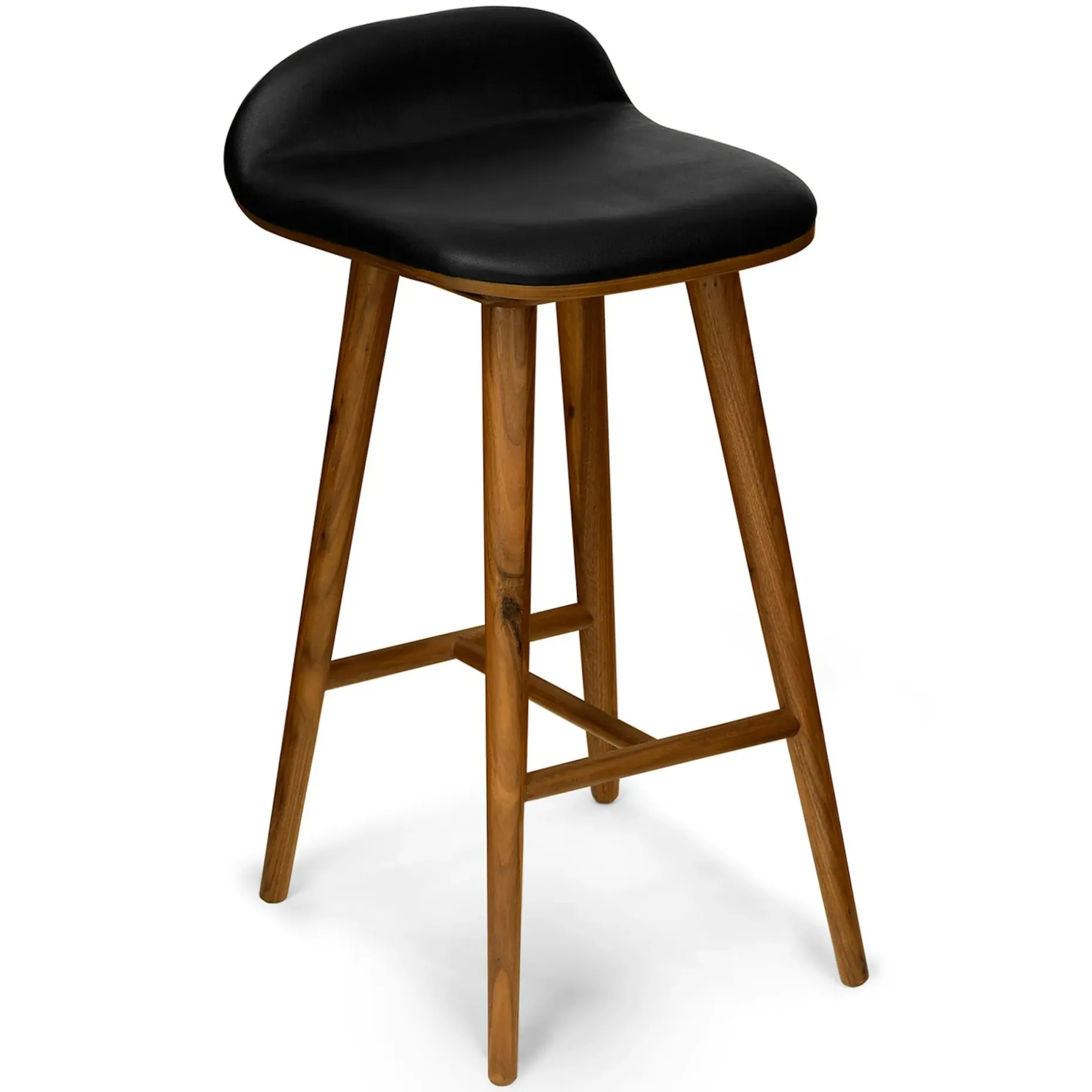 Sede Leather Counter Stool - Walnut and Black