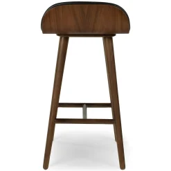 Sede Leather Counter Stool - Walnut and Black