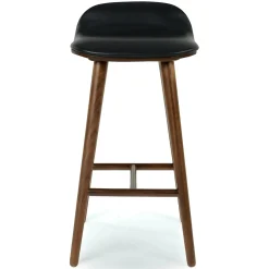 Sede Leather Counter Stool - Walnut and Black