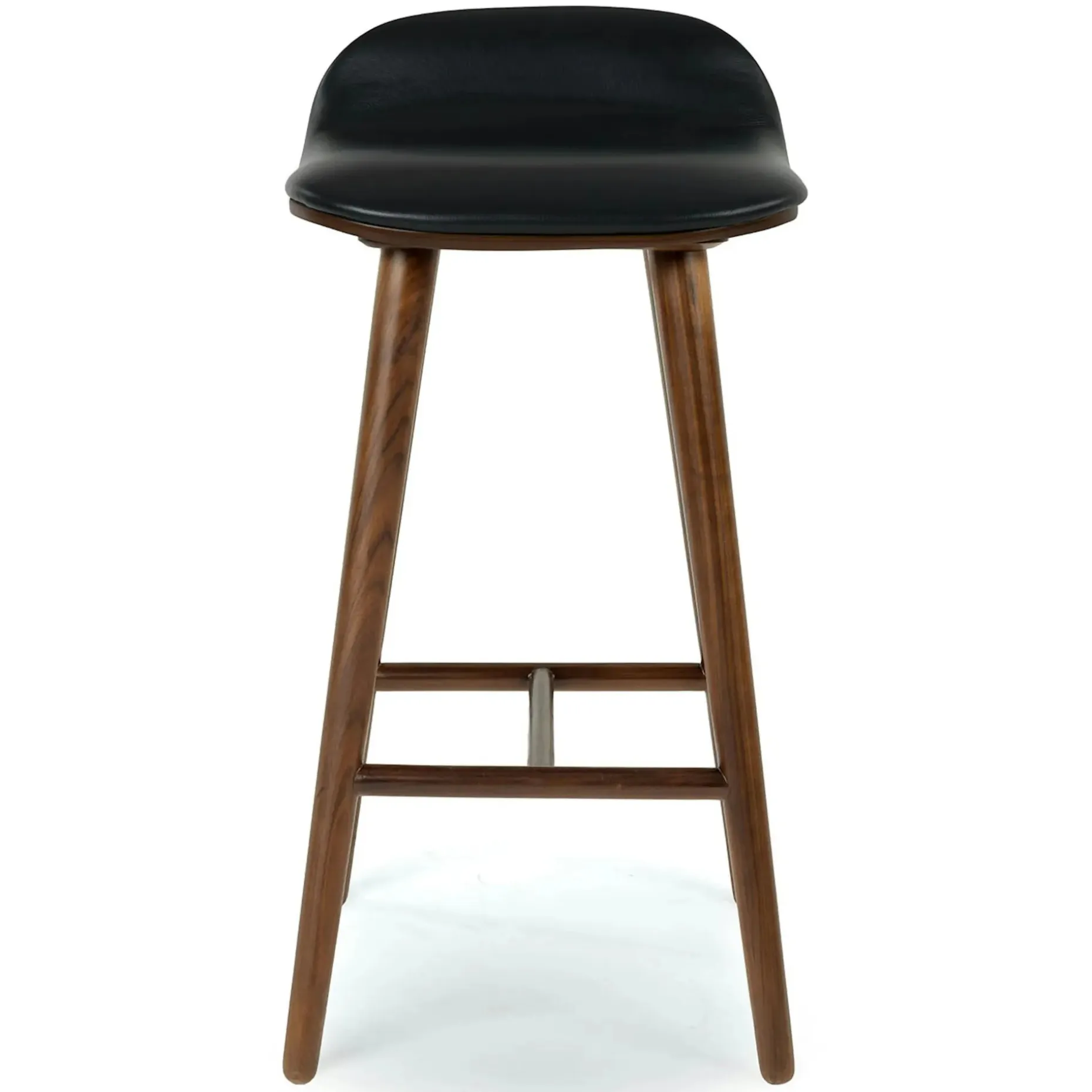 Sede Leather Counter Stool - Walnut and Black