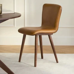Sede Leather Dining Chair - Walnut and Toscana Tan