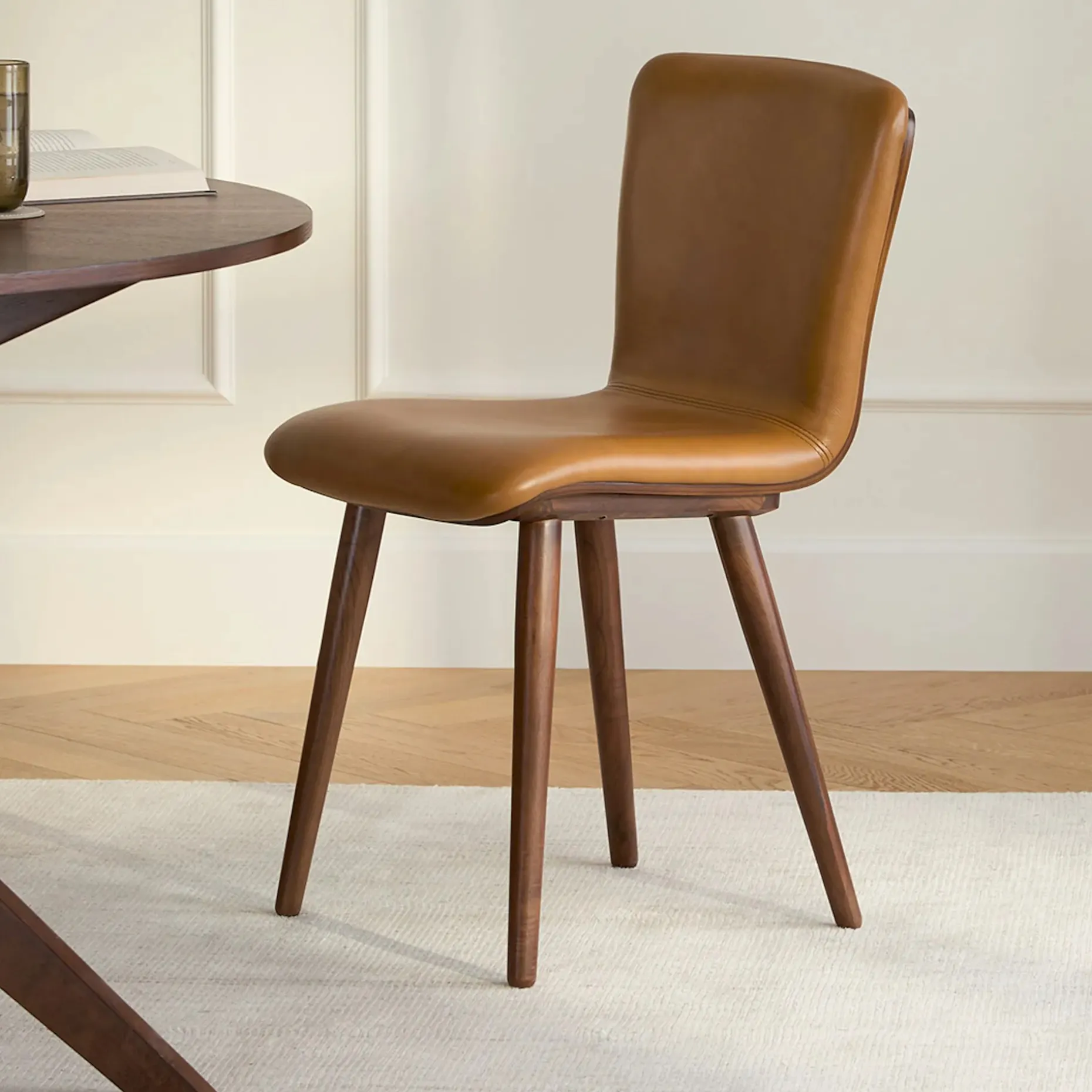 Sede Leather Dining Chair - Walnut and Toscana Tan
