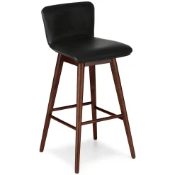 Sede Leather Swivel Bar Stool - Walnut and Black