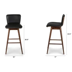 Sede Leather Swivel Bar Stool - Walnut and Black