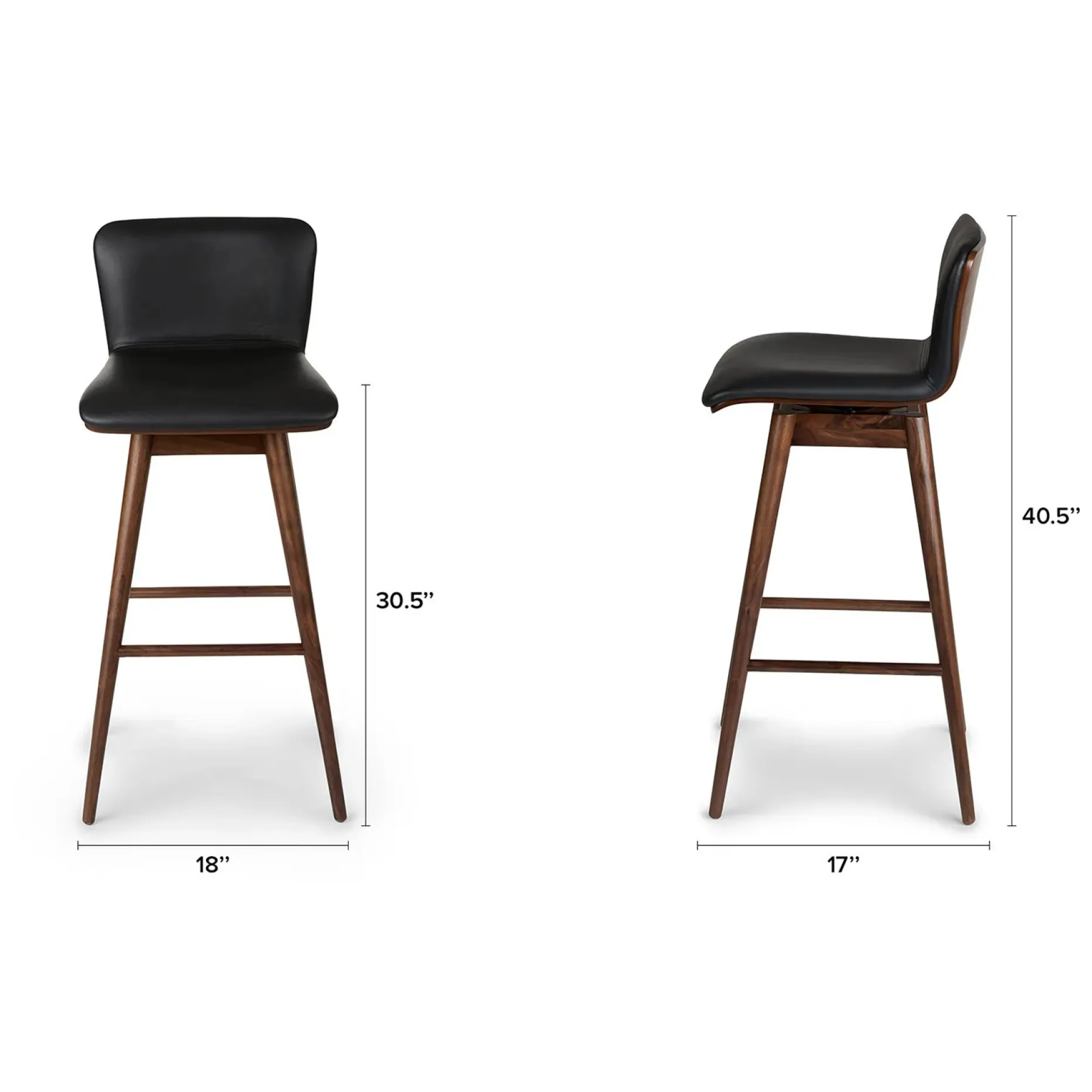 Sede Leather Swivel Bar Stool - Walnut and Black